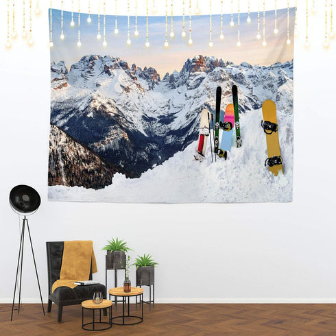 Shrahala Snow Tapestry, Large Wall Hanging for Bedroom or Living Room, Snowboard Theme (59.1 x 82.7)