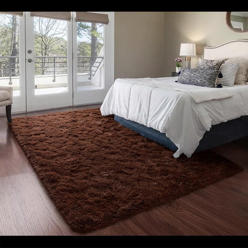 5x8 HOMORE Brown Rugs for Living Room, Feet Fluffy Shag Area Rug for Bedroom, Super Soft Coffee Rugs for Room Decor