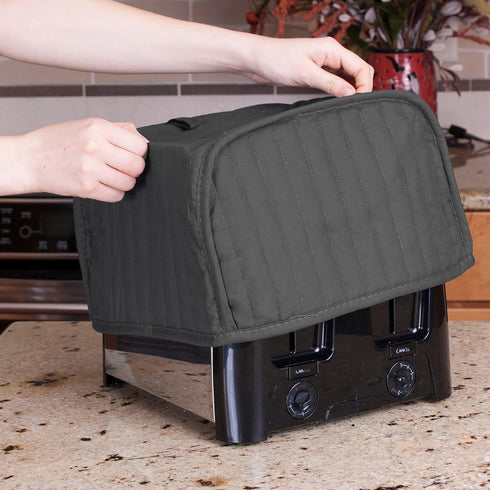 RITZ Premium Universal Four Slice Toaster Cover, 11.25" x 7.25" x 10.5", Quilted, Graphite