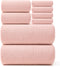 REDKISS Pink Towel Set of 8 - Ultra Soft Microfiber, Contains 2