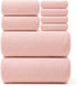 REDKISS Pink Towel Set of 8 - Ultra Soft Microfiber, Contains 2