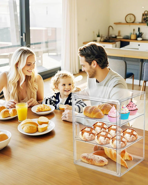Countertop,4-Layer 1-Pack MEI NIAN Pastry Display Case,Bread Box for Kitchen Adjustable BreadBox, Large Capacity Bread