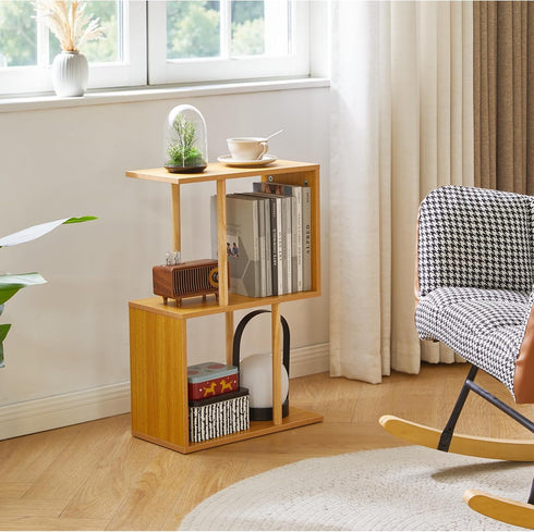 3-Tiered YD-ST003N Aibiju S-Shaped Side Table for Small Spaces, Freestanding Side Table, Sofa End Table, Narrow End