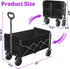 Foldable,280 LBS Wagons Carts Large Capacity Foldable Wagon Cart Collapsible Wagon with Wheels & Drink Holders,Utility