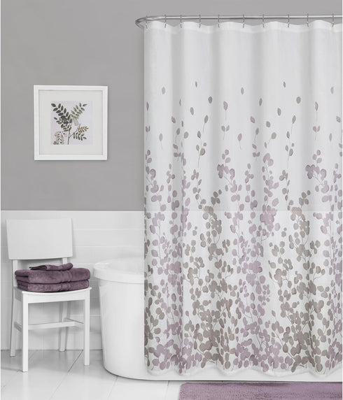 Zenna Home Sylvia Printed Faux Silk Fabric Shower Curtain, 70 x 72 Inches, Machine Washable, Floral Print