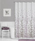 Zenna Home Sylvia Printed Faux Silk Fabric Shower Curtain, 70 x 72 Inches, Machine Washable, Floral Print