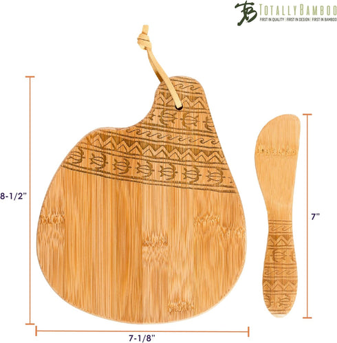 Totally Bamboo Tonga Serving Board and Spreader Set, 7-1/2" x 8-1/2"