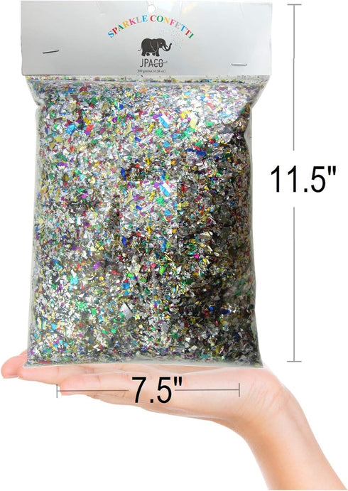 Jumbo Mylar Rainbow Foil Confetti - Glittering Metallic Confetti for New Year's, Birthdays, Weddings (300 Grams)