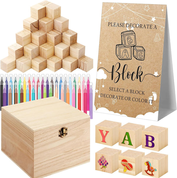 Marsui 136 Pcs Baby Shower Blocks to Decorate Game Kit Includes 98