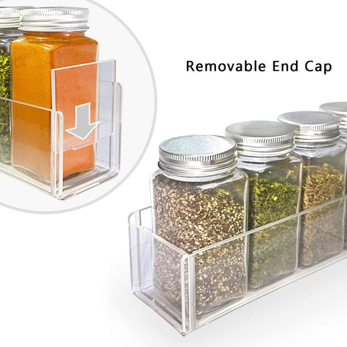 PMMASTO 2 (Clear-4 Pack) Adhesive Acrylic Spice Rack Organizer for Wall with Nano Double Sided Tape, Spice Shelf