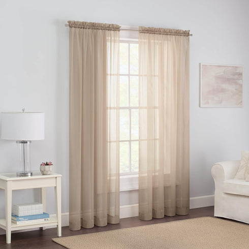 Pairs to Go Victoria Voile Modern Sheer Window Curtains, Taupe, 2 Panels, 59 in x 95 in