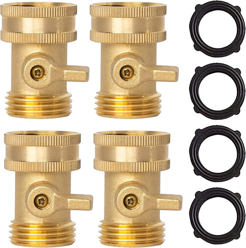 Xiny Tool Brass Garden Hose Shut Off Valve | Heavy Duty 3/4 Inch Solid Brass with 4 Extra Rubber Washers