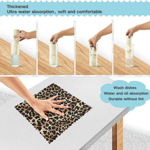 ALAZA Leopard Cheetah Prints Kitchen Towels - Super Soft & Absorbent Dish Clothes for Drying Dishes, Set of 6