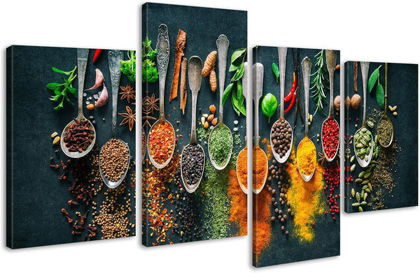 Kitchen Wall Art for Dining Room Vintage Spices Seasoning Canvas Prints Modern