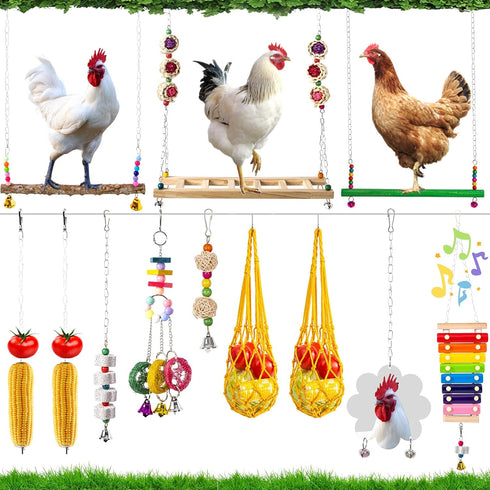 13 Pack Chicken Toys for Coop Accessories - Chicken Xylophone Toy, Chicken