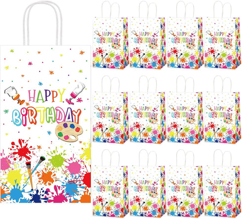 12 Pcs Premium Paint Art Party Bag Supplies, Art Themed Birthday Party Candy Favor Gift Treat Bags Decorations