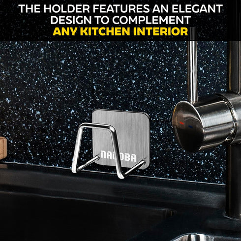 NADOBA Stainless Steel Sponge Holder for Kitchen Sink, Compact & Durable, Easy to Install, Saves Storage Space