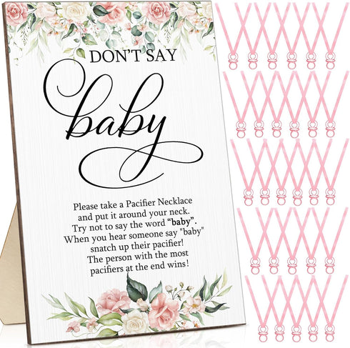 Geetery 51 Pcs Don't Say Baby Game Sign Cool Baby Shower Game