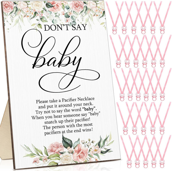 Geetery 51 Pcs Don't Say Baby Game Sign Cool Baby Shower Game