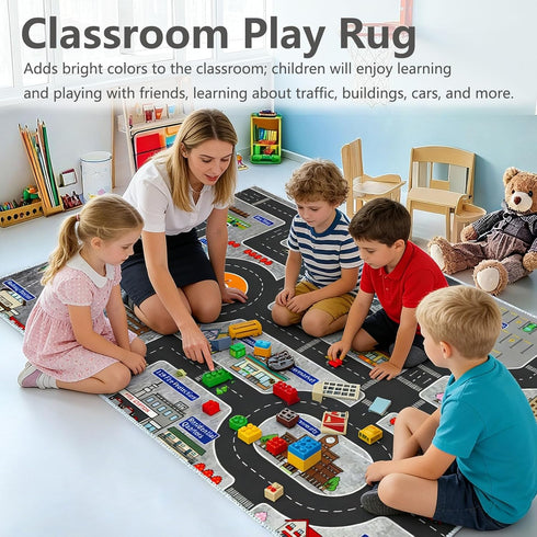 KEBEXXY Room,31X47Inch/80X120CM Kids Rug Play Mat Great for Playing with Cars and Toys,Educational Kid Road and Traffic