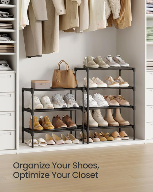 4-Tier Closet, 11.8 17.7 26 Inches, ULSA114BH01 SONGMICS Shoe Rack for Compact Metal Shoe Organizer Shelf for Entryway