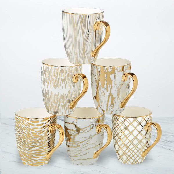 Matrix Gold Porcelain Coffee & Tea Mug Set Premium Fine Porcelain with