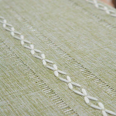 24 24 Inch Rustic Bedside Square Small Tablecloth Striped Embroidered Washable Sage Green Table Cover Farmhouse