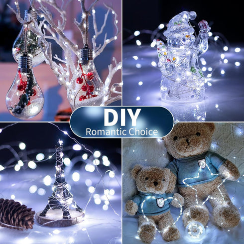 7.2ft 20 (6 Pack) TingMiao Cool White Fairy String Lights Battery Operated LED Starry Lights LEDs Silvery Copper Wire