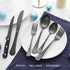 E-far 24-Piece Black Silverware Set - Stainless Steel Flatware Cutlery Set for 4, Matte Black Eating Utensils