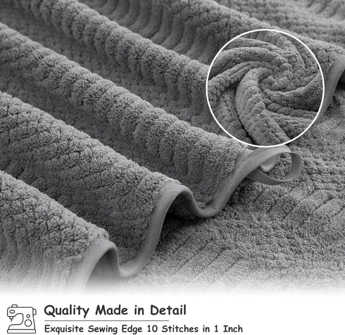 18 Set-6 Sheets,6 Towels,6 Set Pcs Gray Woven Family Towels Bath Hand Washcloths Soft Microfiber Towels Absorbent