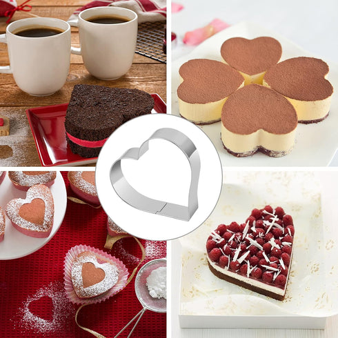Heart Cookie Cutter Set - 6 Piece Stainless Steel Biscuit Pastry Cutters, Sizes from 1 4/5" to 3 4/5"