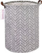 QUEENLALA Large Storage Basket, Collapsible Round Laundry Hamper for Bathroom/Home Decor, Boys and Girls Clothing (Grey