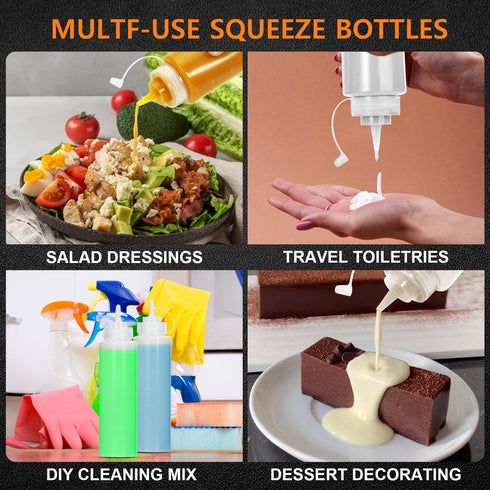 OAMCEG 12 Pack Ketchup Squeeze Bottles, 8 OZ Plastic Condiment Bottles for Sauces, Dressings, Paint