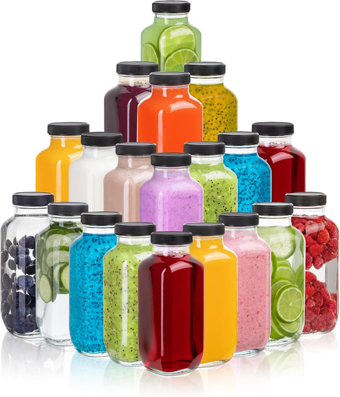 umud Juice Bottles with Lids, 16 Oz - Set of 20 - Clear