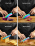 Knife Set, 16 Pieces High Carbon Stainless Steel Rainbow Color Kitchen Knives, Titanium Coating Blade, No Rust, Super