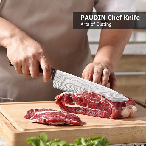 PAUDIN Chef Knife, 8 Inch High Carbon Stainless Steel Kitchen Knife, Gift Box