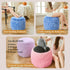 XeGe Fluffy Faux Fur Inflatable Pouf Ottoman, Soft Shaggy Fuzzy Foot Stool, Plush Furry Foot Rest Floor Pouf Anti-Slip