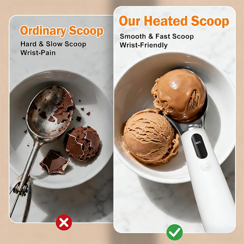 undersary 3-Speed IP67 Heated Ice Cream Scoop - Electric Warming Scooper, Rechargeable USB-C Fast Charge with LED