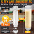 Set 6 16 oz of Inverted Condiment Squeeze Bottles Upgraded Design with Added Sealing Gaskets, Self-Closing Valve