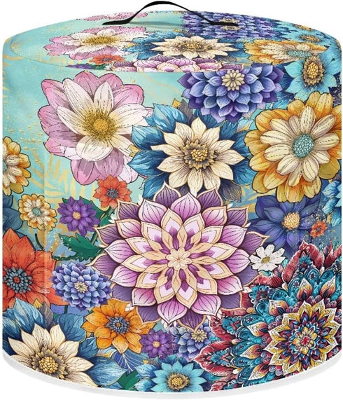 Colorful Boho Mandala Pressure Cooker Cover with Handle and Storage Pocket for Air Fryer and Toaster