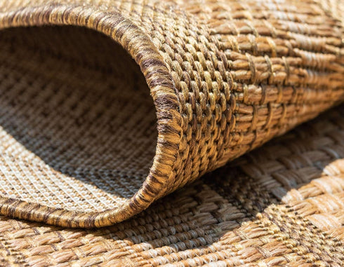 Unique Loom Outdoor Border Collection Area Rug - Multi Border, 2' 2" x 3' Rectangle, Tan/Light Brown