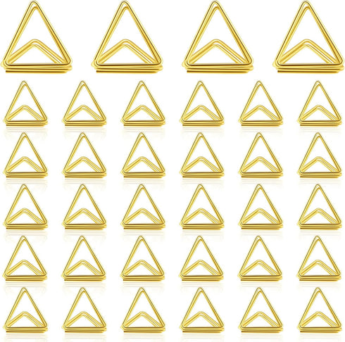 Eersida 60 Pieces Table Number Holder, Small Triangle Shape Clip for Wedding, Baby Shower Party, Gold