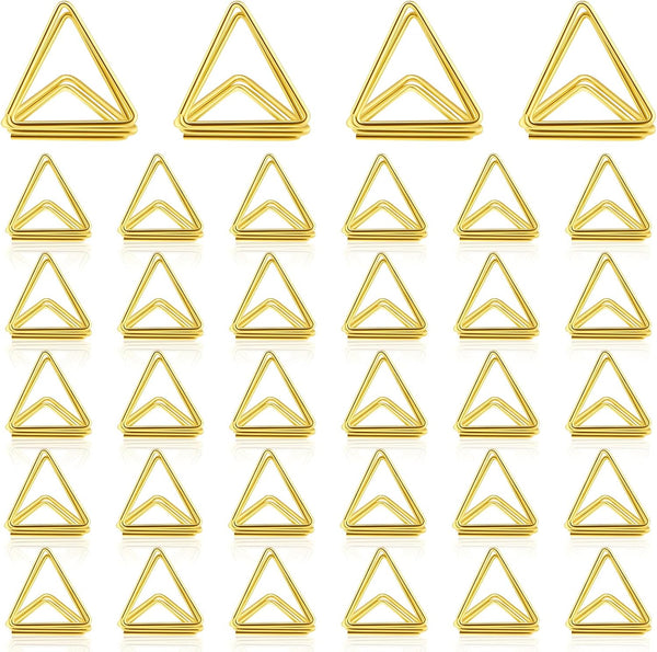 Eersida 60 Pieces Table Number Holder, Small Triangle Shape Clip for Wedding, Baby Shower Party, Gold