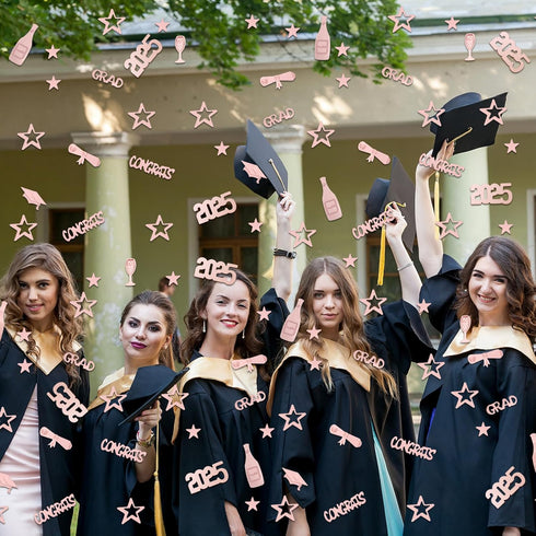 Konsait 2025 Rose Gold Graduation Confetti, 2 Oz/1700+ Pieces for Birthday & Graduation Party Decor