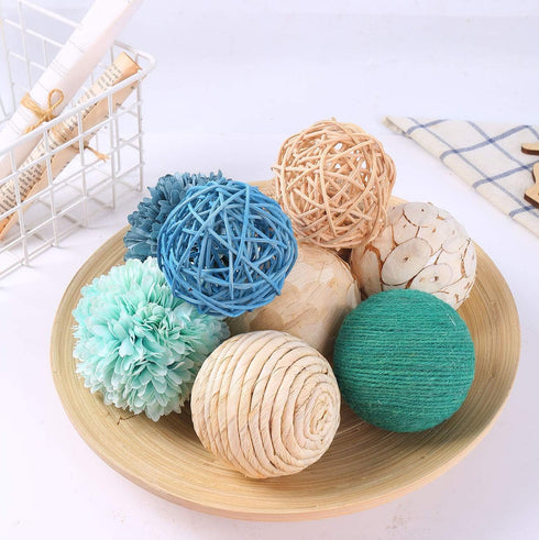 9pcs 3.5 Inch Fall Decorative Ball Orb Rattan Woven Orbs for Home Party Wedding Display Decor Props