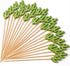 PuTwo - 100pcs Handmade Bamboo Cocktail Picks 4.7” in Green Cacti