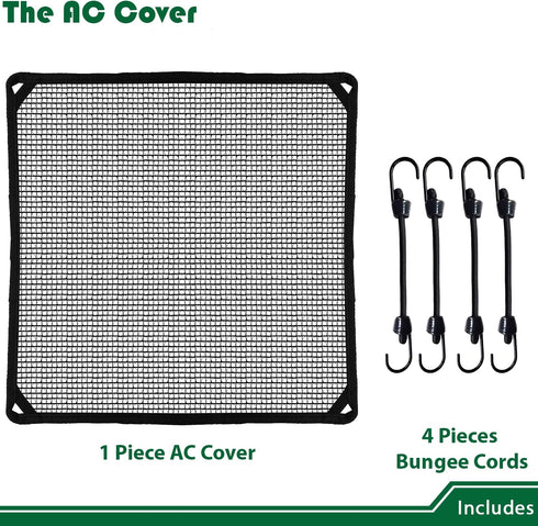Air Conditioner Cover 28" X 28" for All Seasons, Includes Bungee Cords, Solid Black AC Compressor Condenser Top Cover