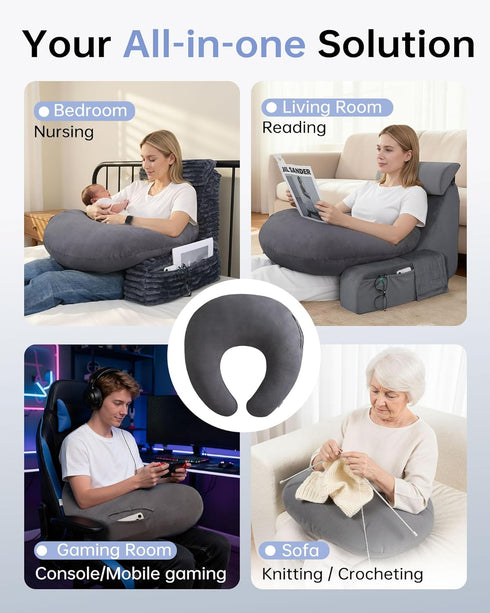 Elbow ENITYA Extra Large Ergonomic Gaming & Reading Pillow with Arm & Support U-Shaped Lap Pillow for Adults & Kids