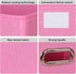Linen Fabric Foldable Storage Cube Bin Organizer, 3Pcs Fabric Bins with Lid and Leather Handles for Home, Closet, Pink