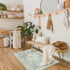 LIVEBOX Washable Rug 2x3 - Indoor Entryway Boho Low-Pile Small Rug, Non-Slip Indoor Outdoor Rugs, Sage Green